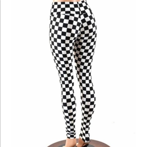 High-Waisted, Checker Coquetry Leggings - Picture 3 of 6